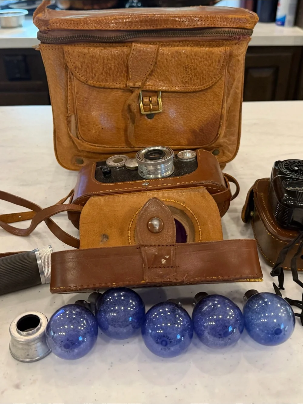 Targus Vintage Film Camera in Black with Brown Leather Case